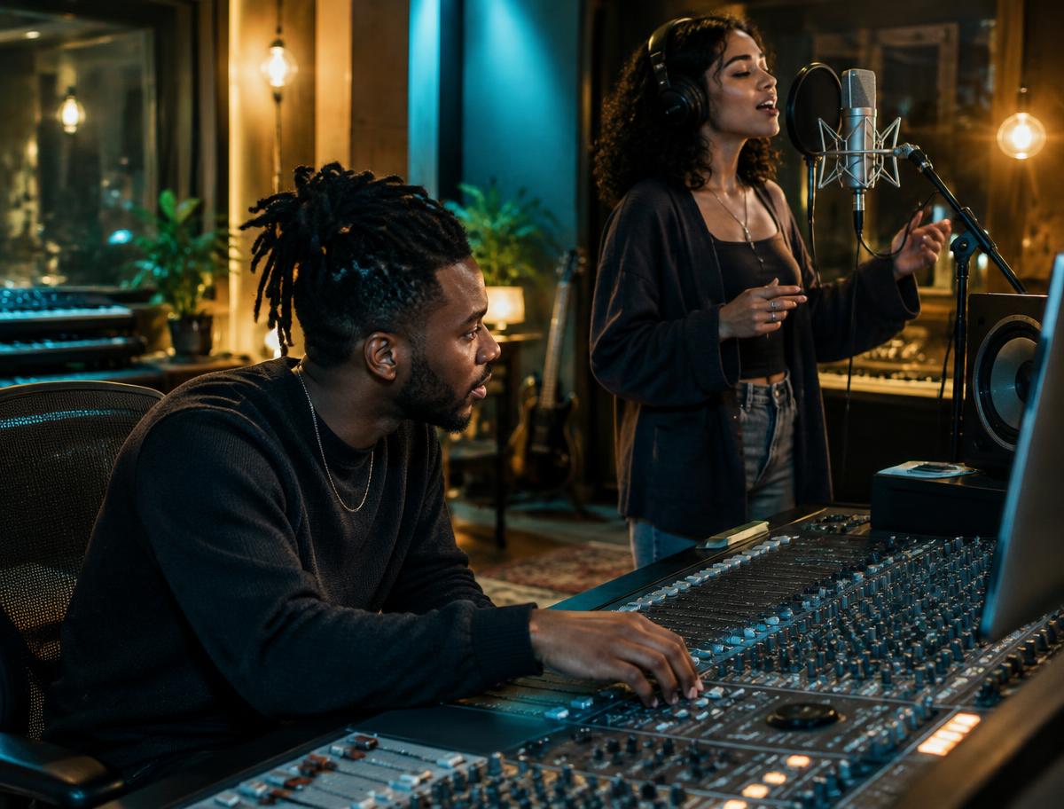 Artist recording with a collaborator